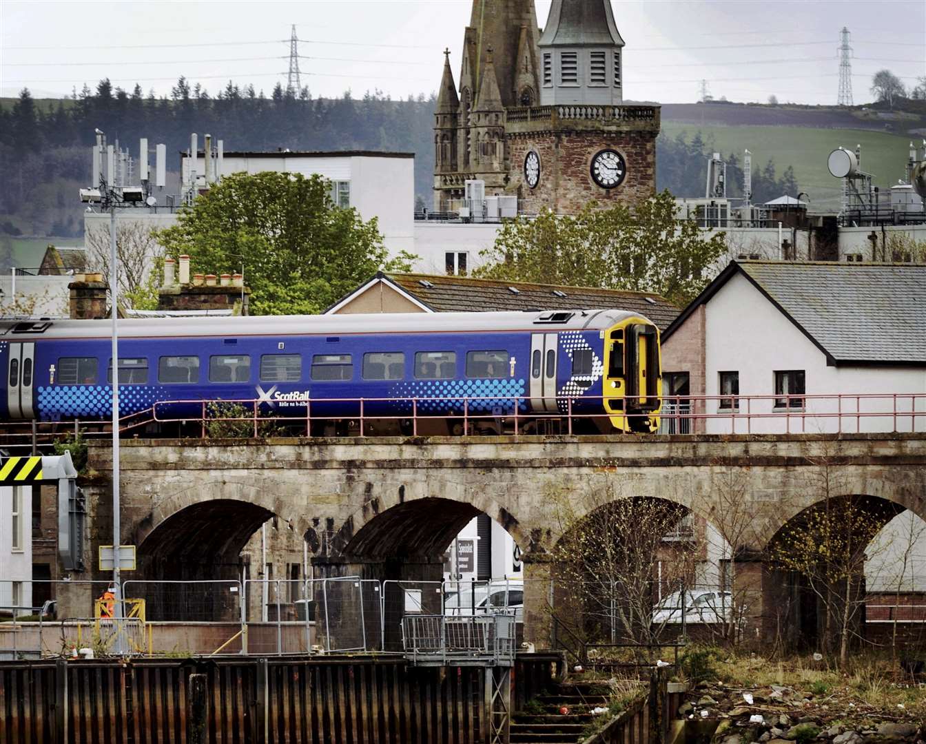 A Scotrail train heads west out of Inverness city centre. Picture: Gary Anthony.