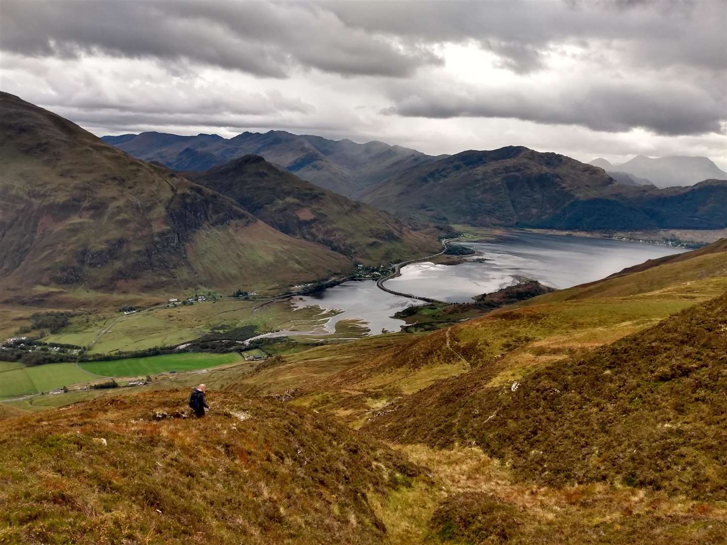 Heading back down with a fabulous view over Kintail.