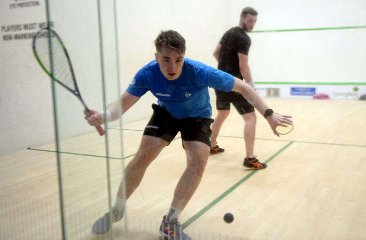 Alasdair Prott in action against Connor Sheen in the opening round. Picture: James Mackenzie