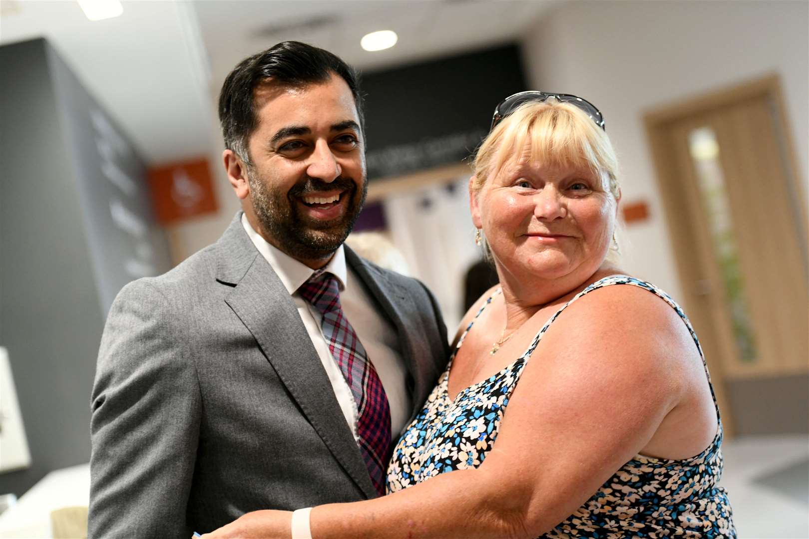 First Minister Humza Yousaf meets Irene Thomson. Picture: Callum Mackay..