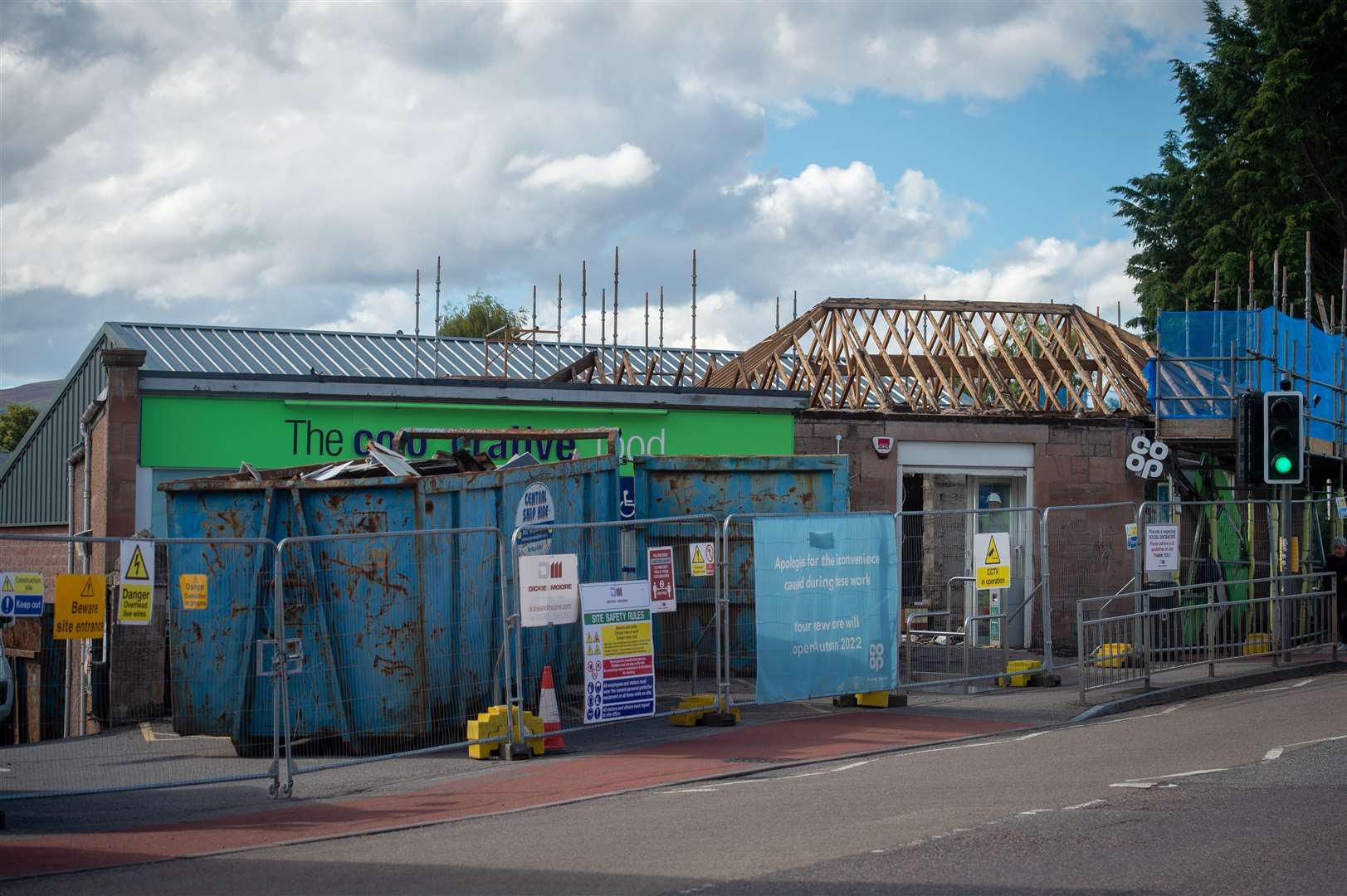 The former Coop premises being dismantled