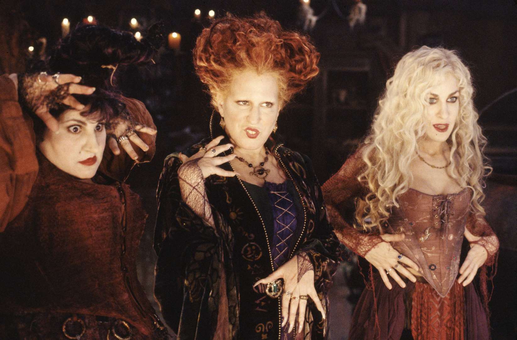 Hocus Pocus, the original returns with Kathy Najimy as Mary Sanderson, Bette Midler as Winifred Sanderson and Sarah Jessica Parker as Sarah Sanderson. Picture: Walt Disney Pictures © 2023 PA Media