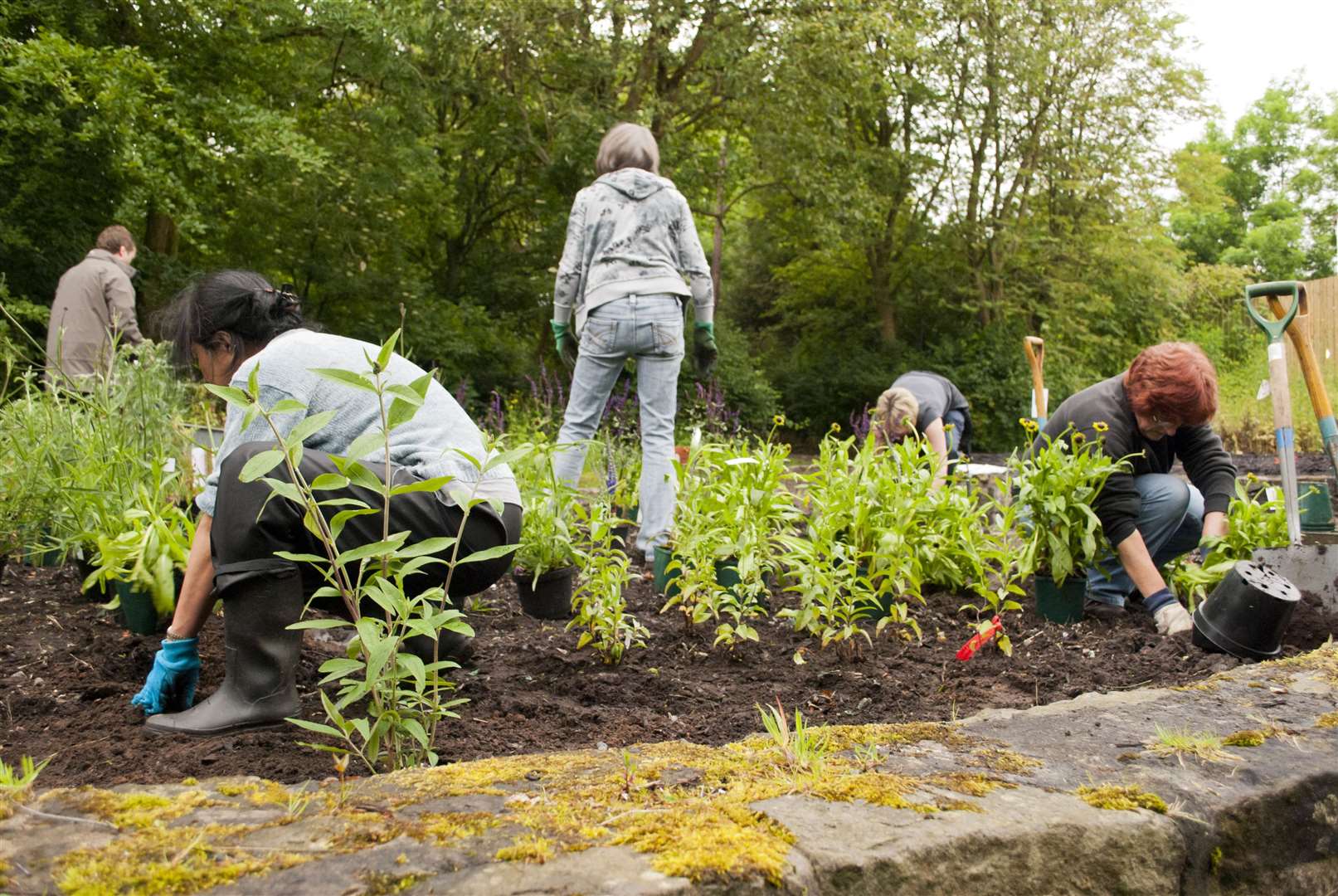 Volunteers planting wildlife-friendly plants at Langriggs in Cumbernauld, North Lanarkshire (Katrina Martin/2020VISION/PA)