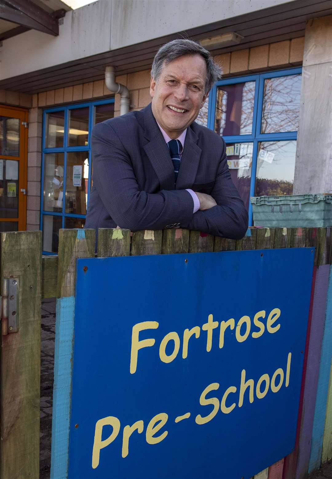 Ron Taylor from Parklands Care Homes at Fortrose Pre-school.