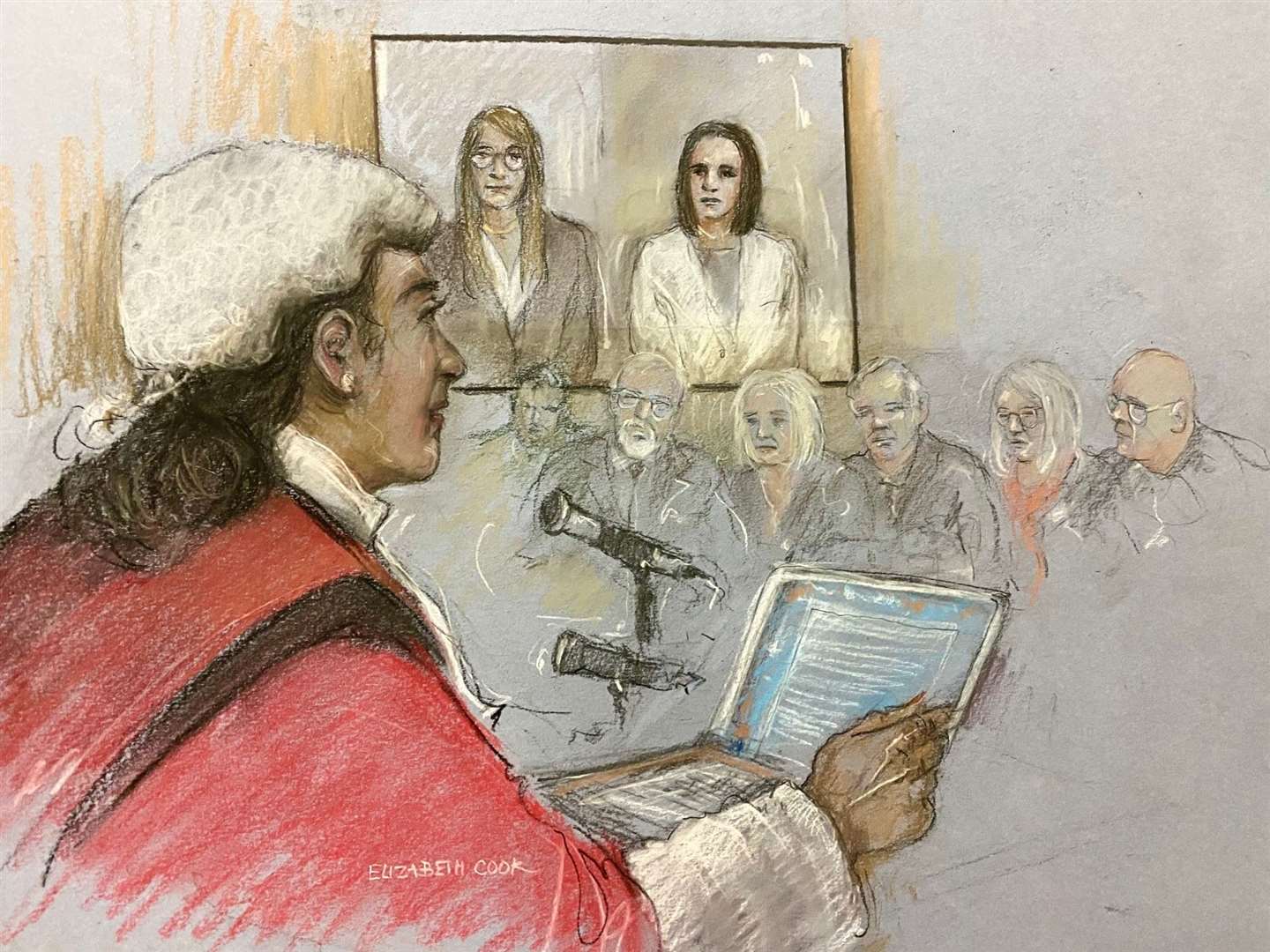 Mrs Justice Cheema-Grubb, watched by Harry Dunn’s family, passes sentence on Anne Sacoolas at the Old Bailey (Elizabeth Cook/PA)