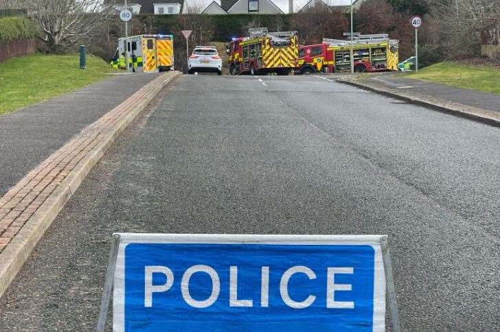 Emergency services at the scene earlier this afternoon.