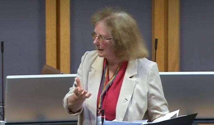 Deputy minister for social services Julie Morgan MS at the joint debate in the Senedd on care (Senedd TV/PA)