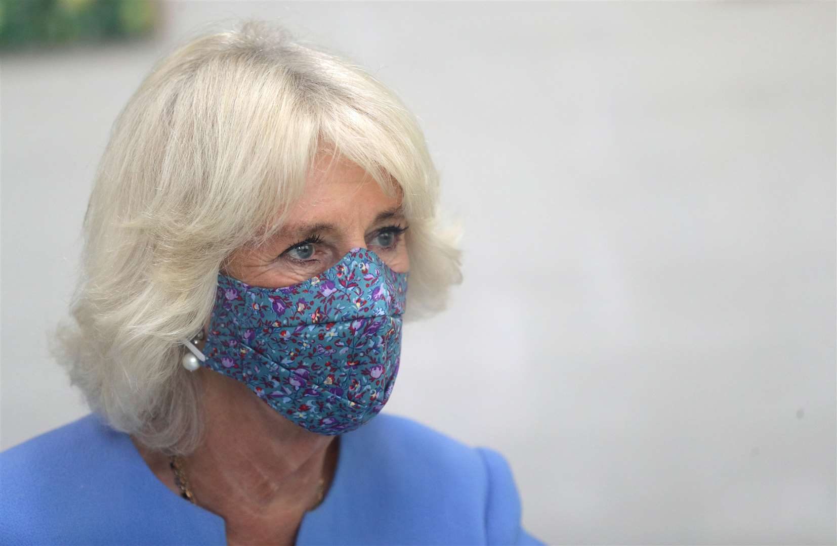 The Duchess of Cornwall wearing a face mask (Andrew Matthews/PA)