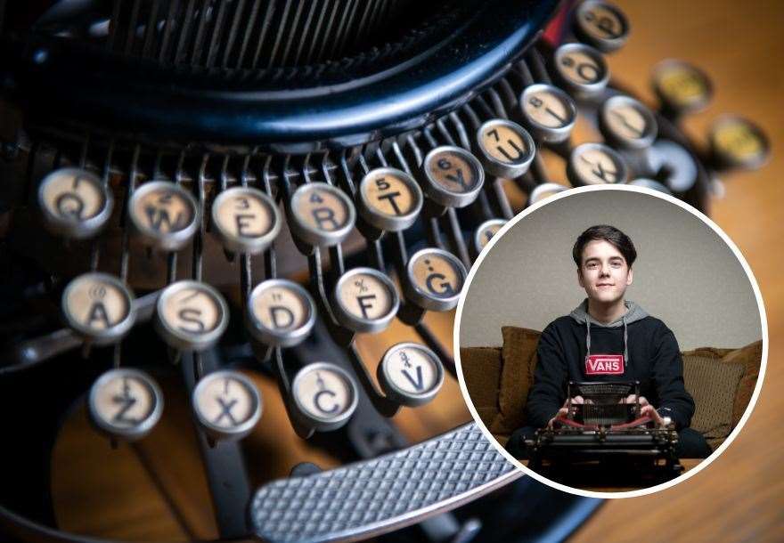 James Henderson (16) has a collection of more than 100 typewriters. Pictures: Callum Mackay.