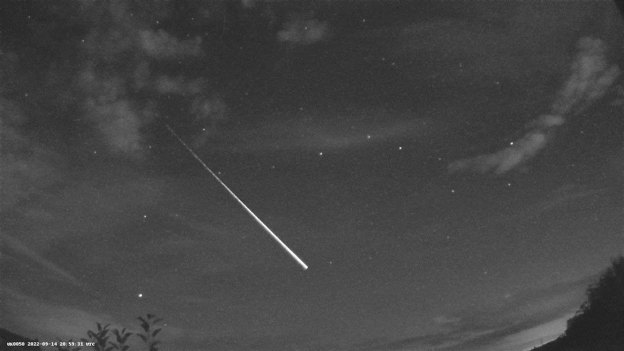 Meteor or space debris streaking across the sky last night. Courtesy: UK Meteor Network.