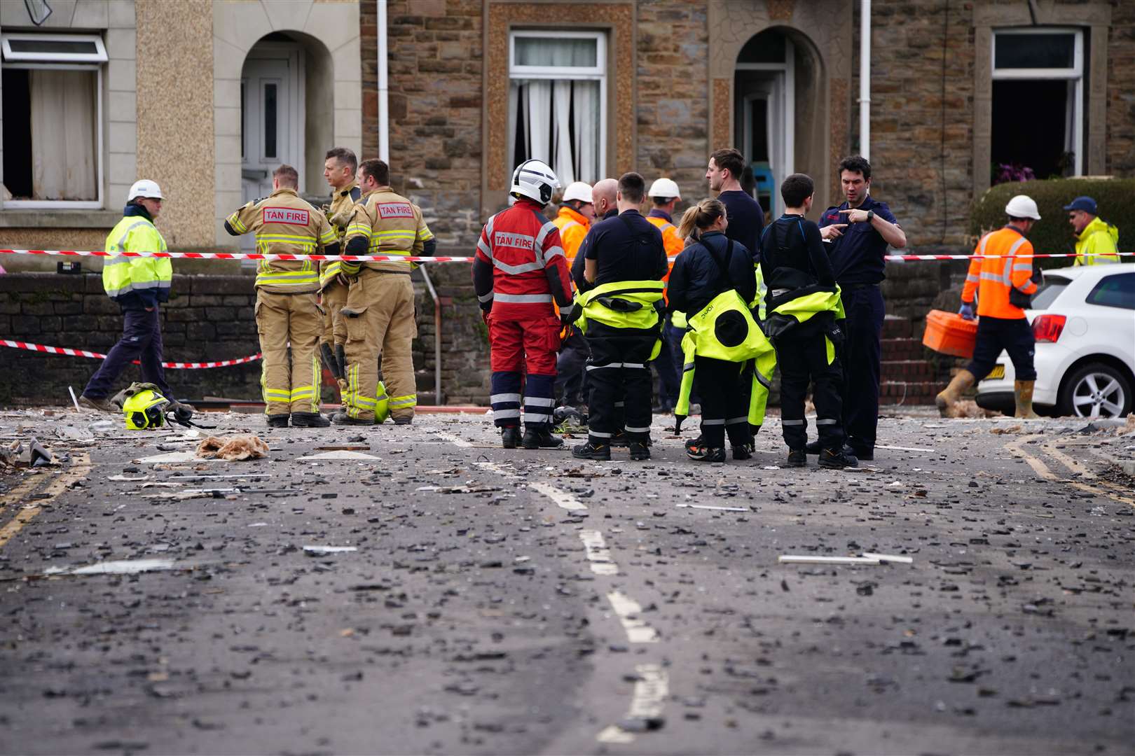 Emergency services at the scene of the explosion (Ben Birchall/PA)