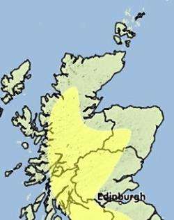 The yellow weather warning will remain in force until 10am on Wednesday.