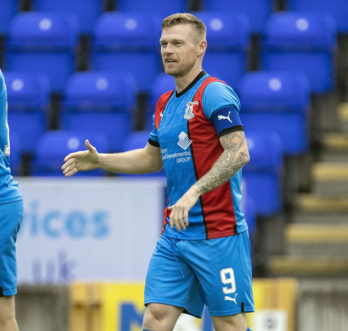Picture - Ken Macpherson. Premier Sports Cup (Group Stage) Inverness CT(4) v Albion Rovers(0). 19.07.22. ICT’s Billy McKay celebrates his goal.