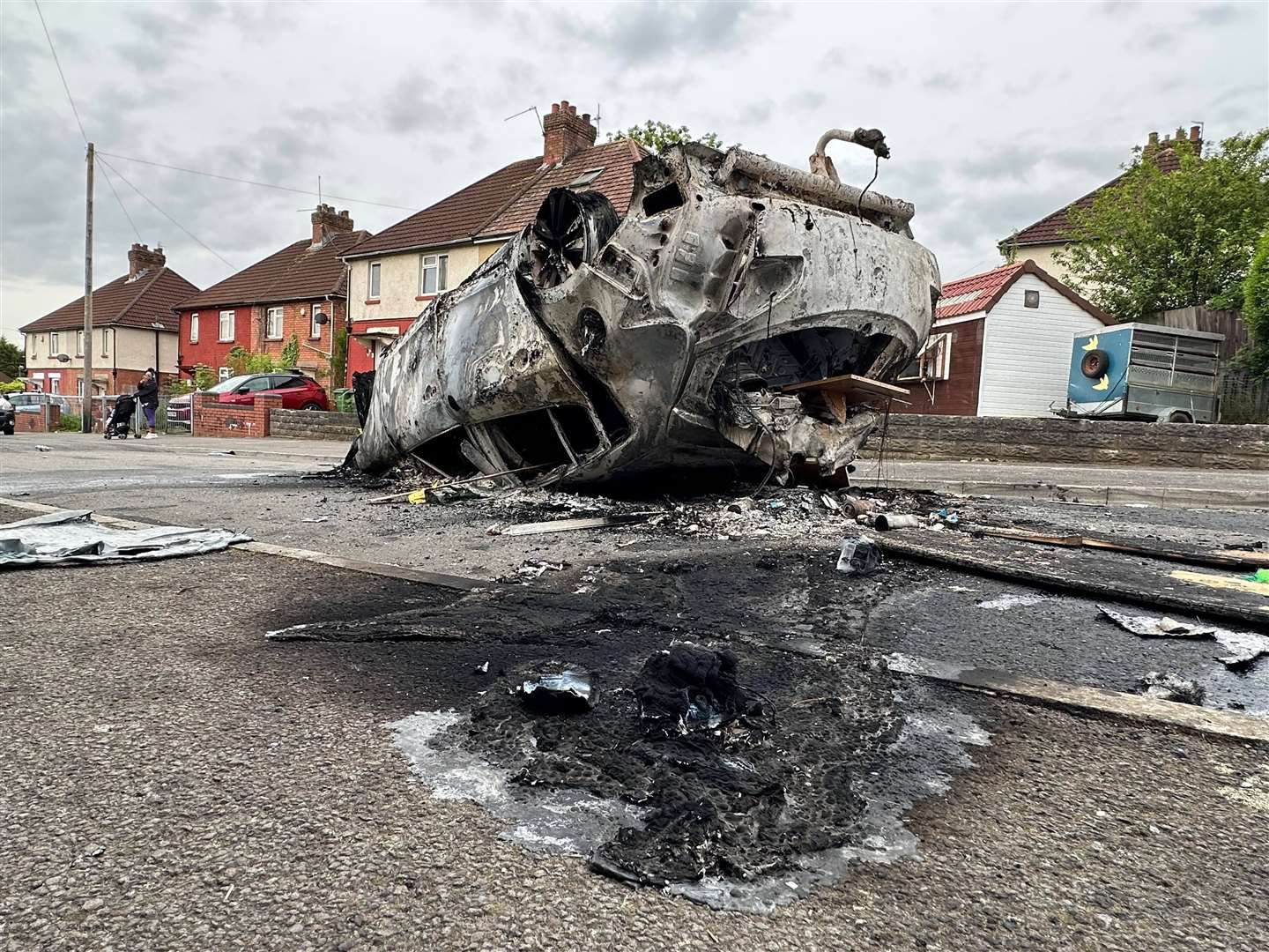 The scene in Ely, Cardiff, following the riot (PA)