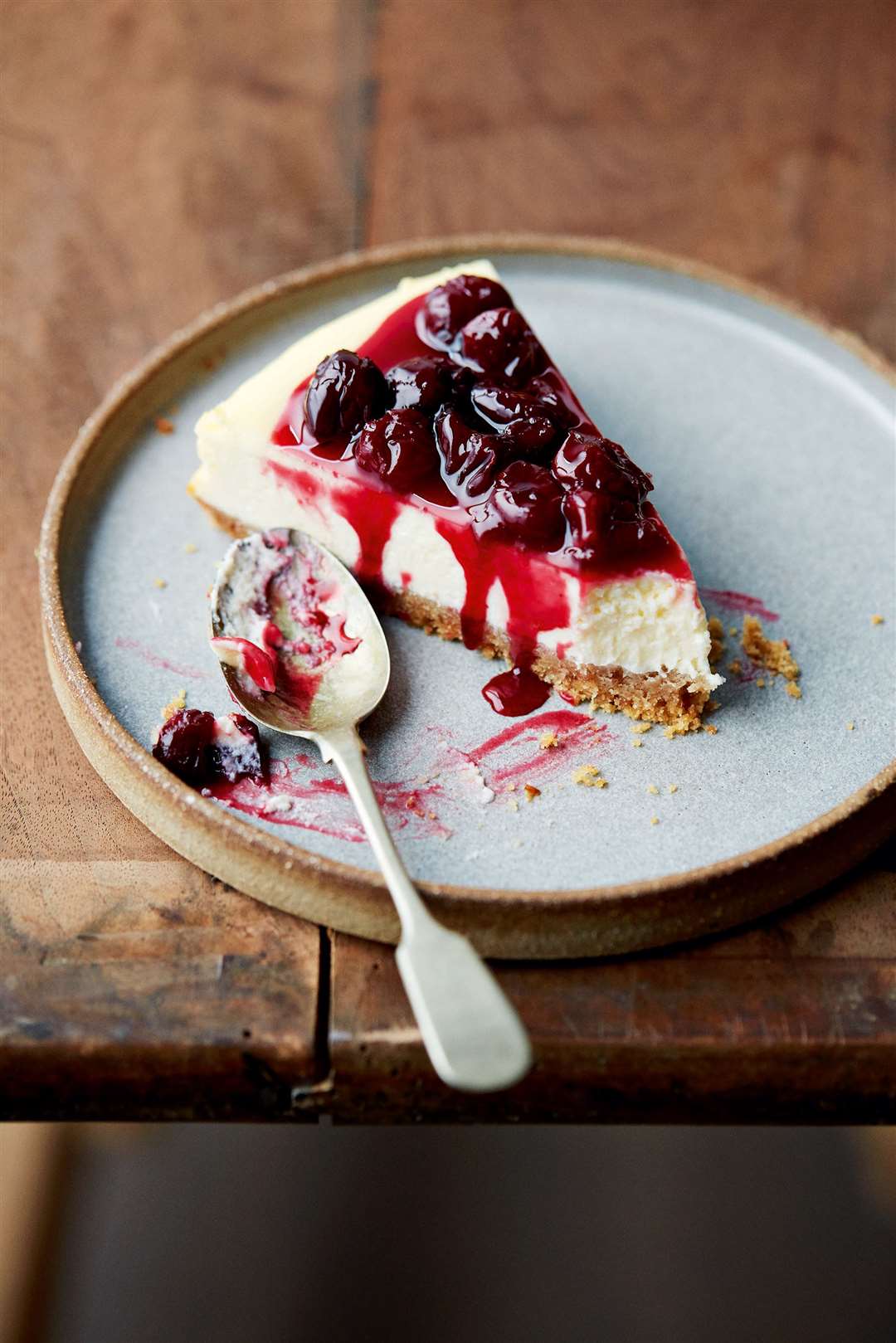 Sour cherry cheesecake from Ripe Figs by Yasmin Khan (published by Bloomsbury). Picture: Matt Russell/PA