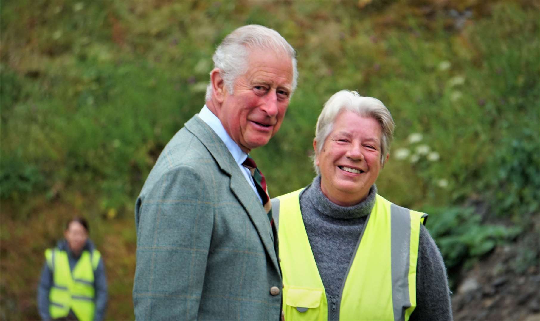 Prince Charles with Dorcas Sinclair who started the beach cleaning group two years ago. Pictures: DGS