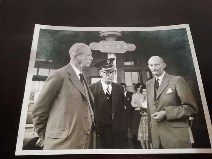 Former PM Harold Macmillan on a visit to Nairn railway station.