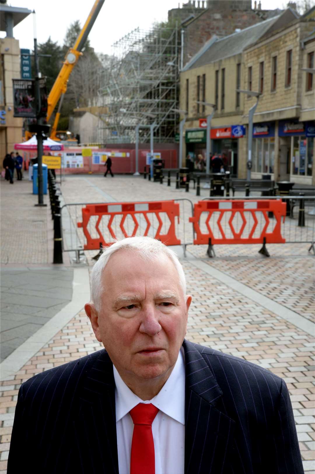 .Mike Smith at Eastgate where demolition works threaten to block off the centre of the pedestrian area....Mike Smith Eastgate closure.Picture: SPP. Image No.043523 ..