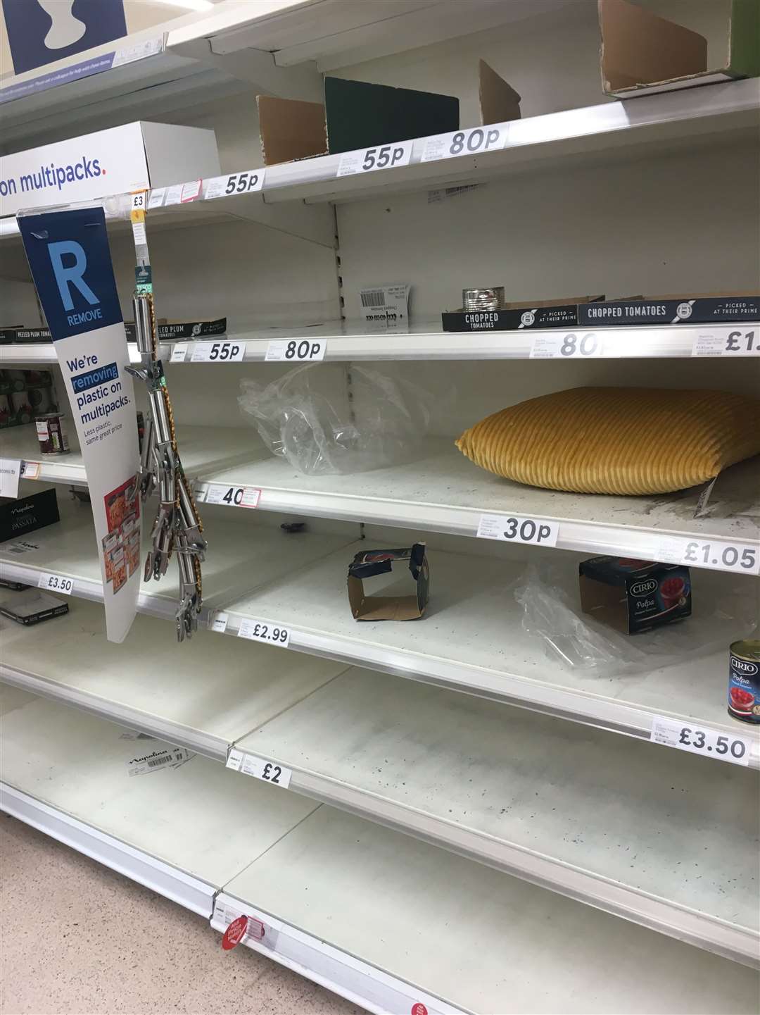 Empty shelves are alarming customers in supermarkets.