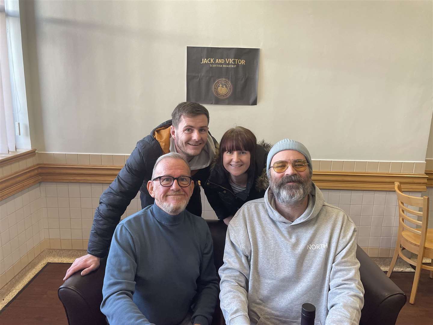 Nicola Nesbitt and family with Still Game stars Ford Kiernan and Greg Hemphill.