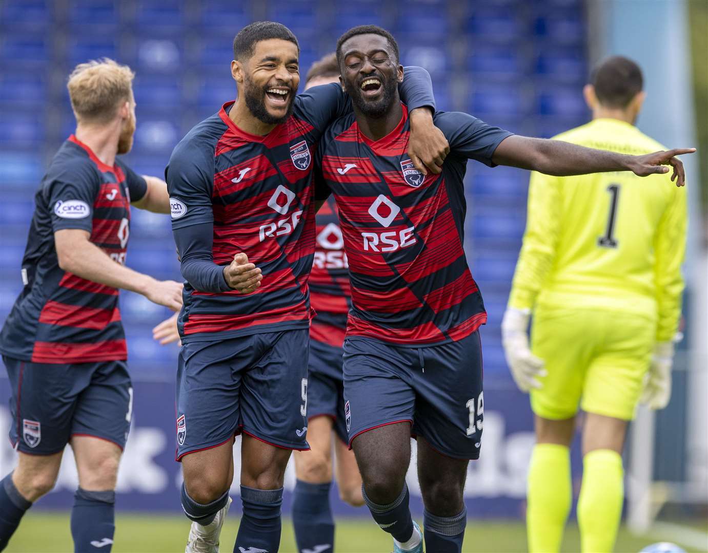 Picture - Ken Macpherson. Premier Sports Cup (Group Stage) Ross County(1) v Dunfermline(0). 16.07.22. Ross County's Jordy Hiwula celebrates his goal.