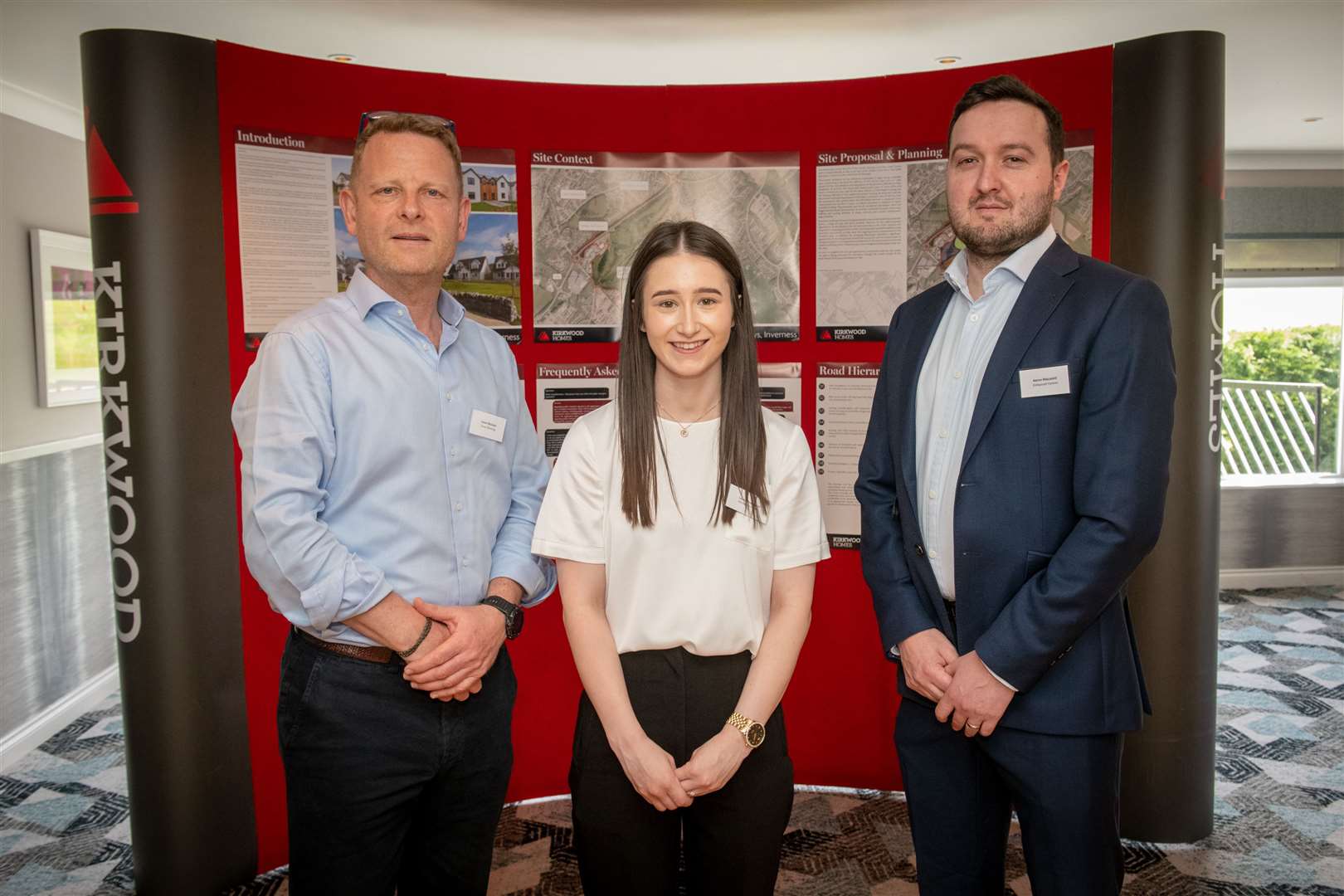 Ewan Maclean, from Emac Planning, Louise Regazzoni and Aaron Macaskill from Kirkwood Homes. Picture: Callum Mackay
