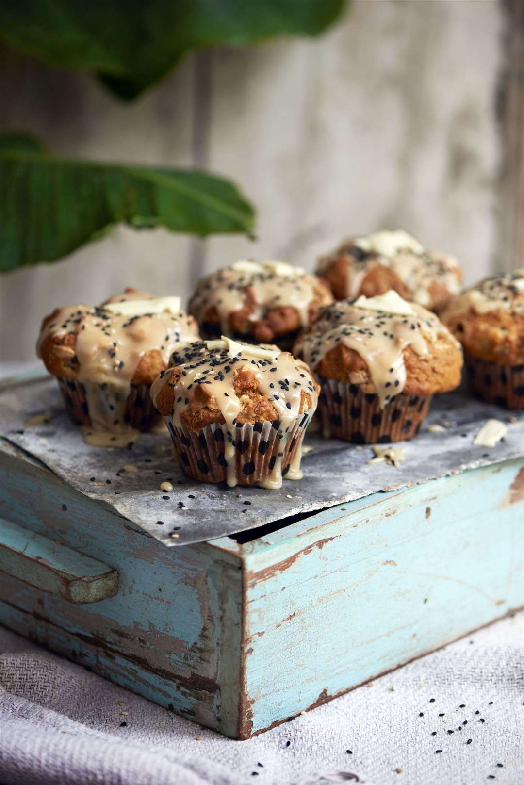 Elly McCausland's banana, tahini and white chocolate muffins. Picture: Polly Webster/PA