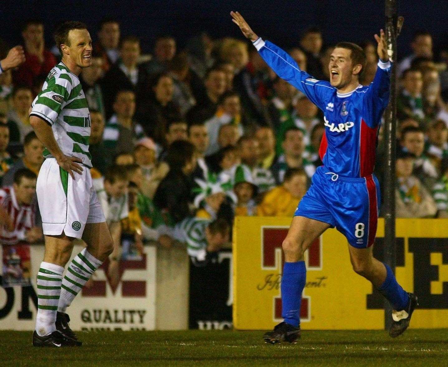 Caley Thistle went ballistic again three years after their original shock, beating Celtic in 2003 thanks to Dennis Wyness' winning goal. Picture: Ken Macpherson