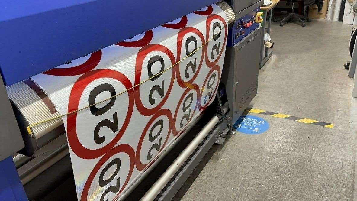 20mph signage being made.