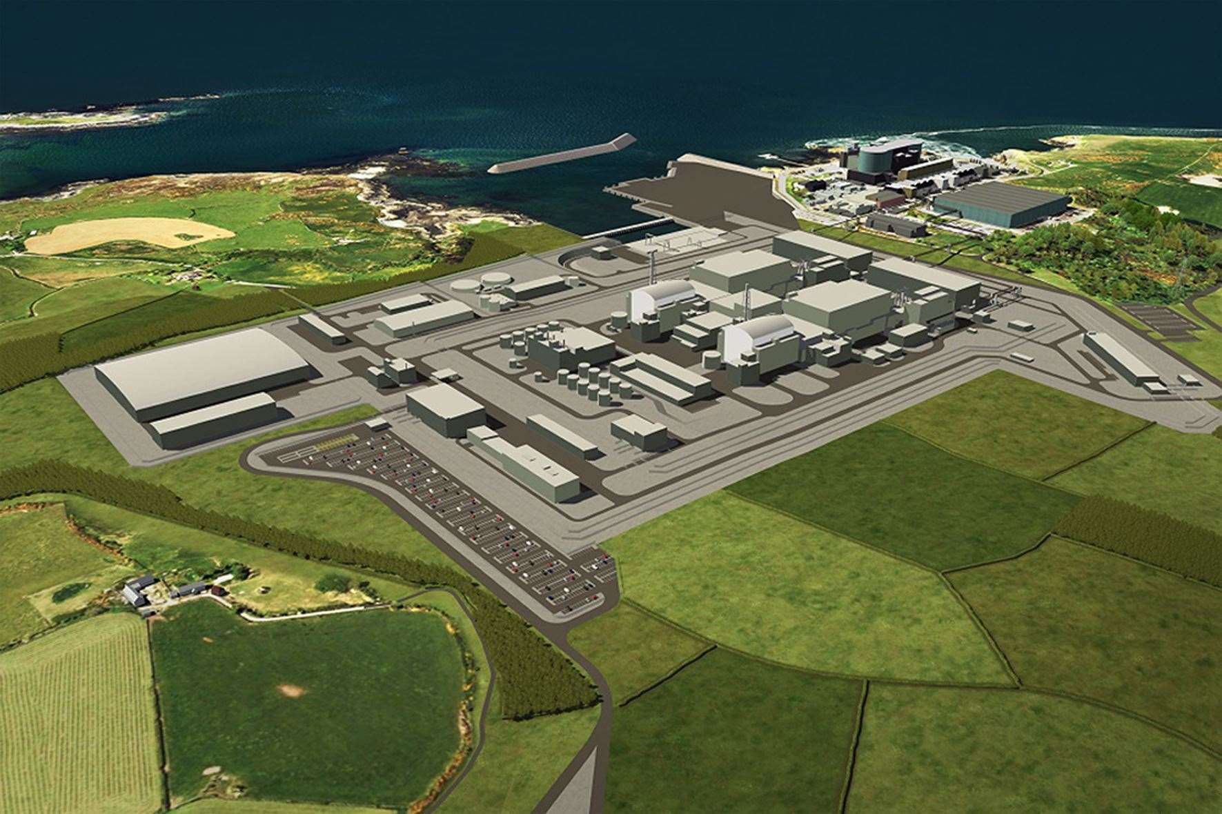 Artists impression of a planned nuclear power station at Wylfa on Anglesey in north Wales (Horizon/PA)
