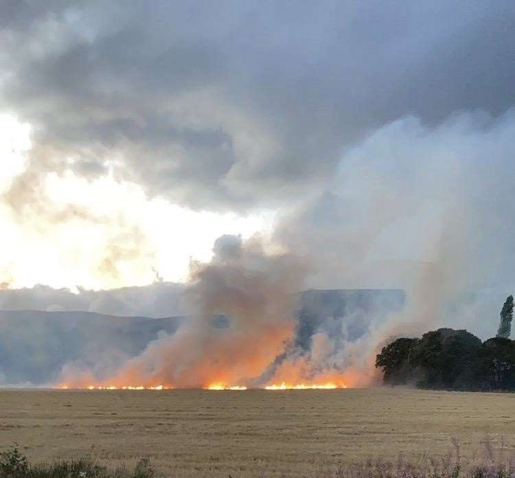The field fire was reported shortly after 8pm. Picture: Invergordon Fire Station.