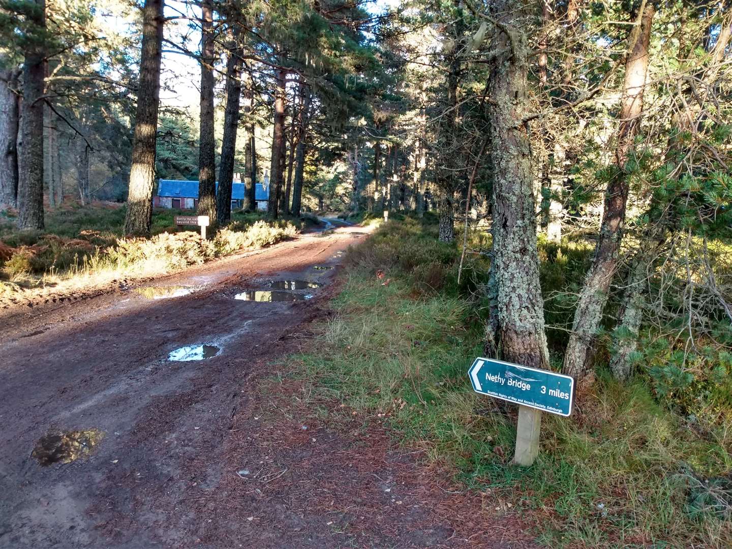 Rights of way sign at Forest Lodge.