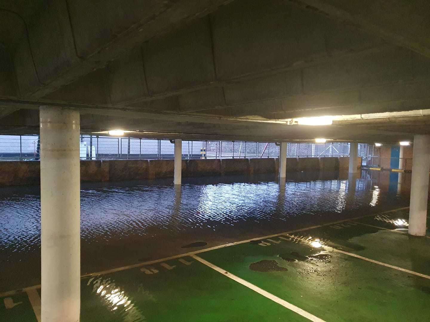 Rose Street car park had its share of flooding. Photo: Angel Ina