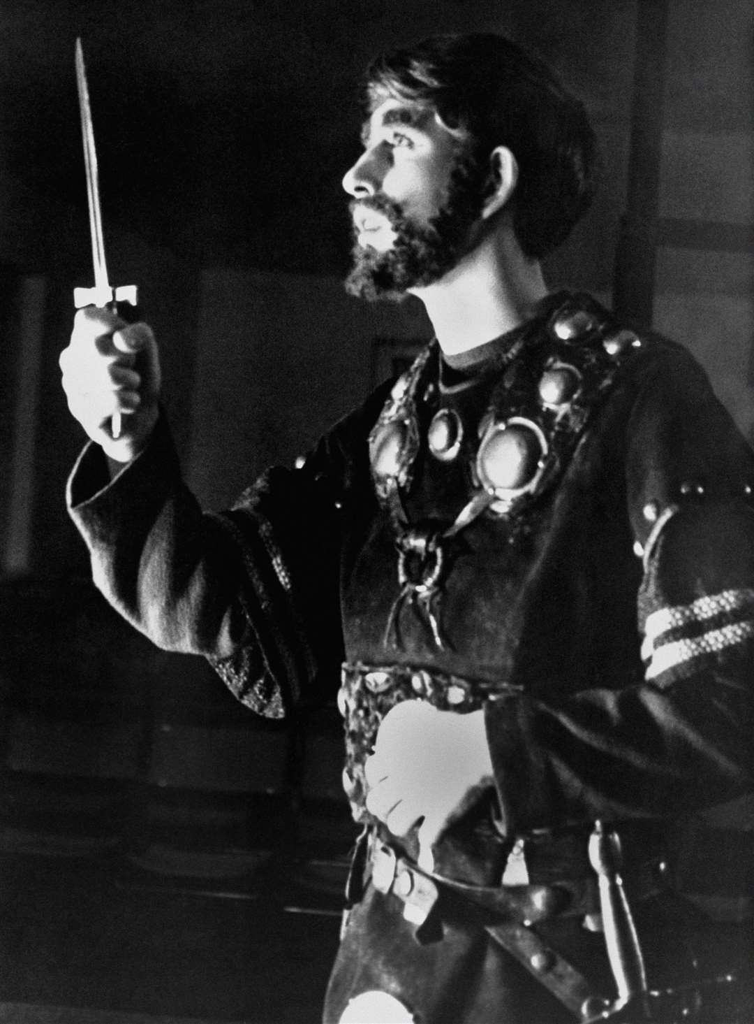 The then-Prince of Wales acting in the dagger scene as Macbeth at Gordonstoun in 1965 (PA)