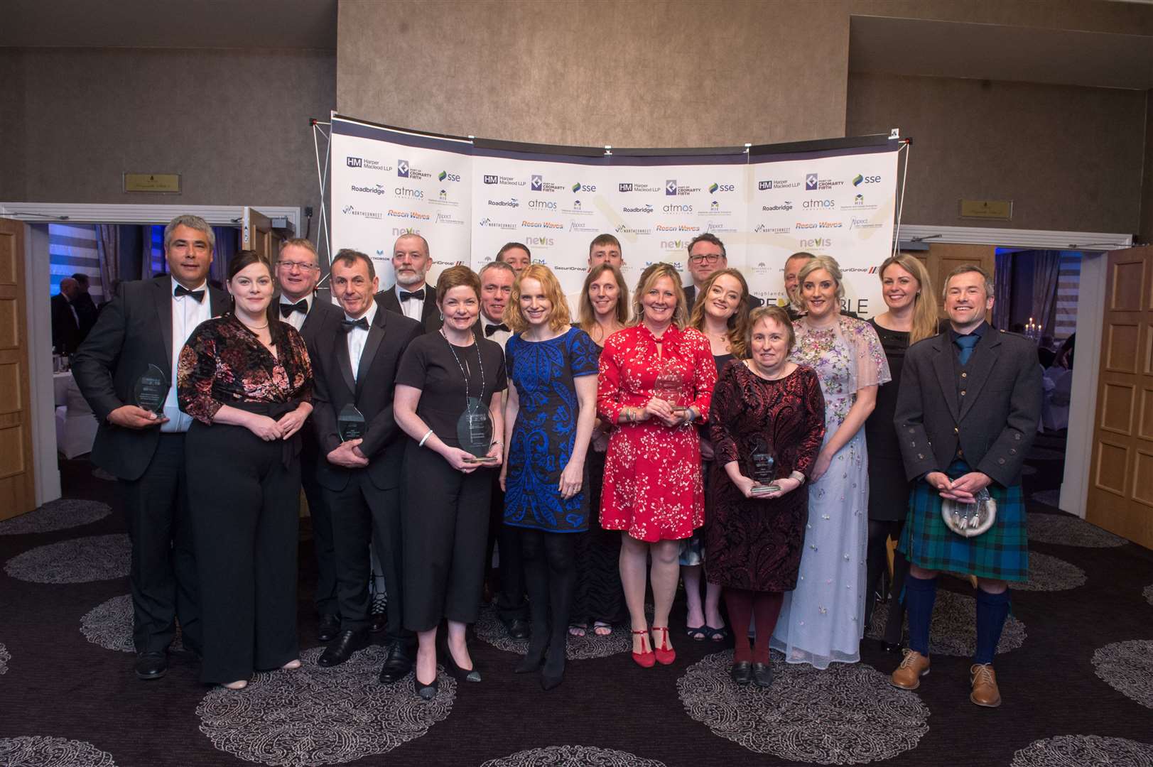 Last year's winners with their trophies at the inaugural Highlands and Islands Renewable Energy Awards in 2019.