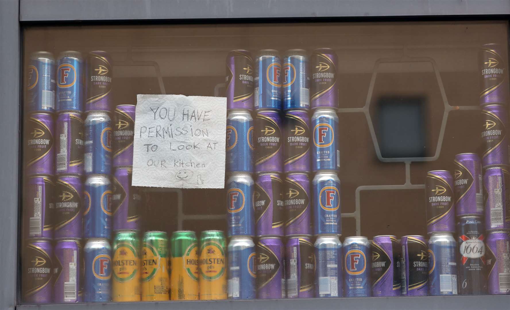 Sign on a window at Manchester Metropolitan University’s Birley campus (Peter Byrne/PA)