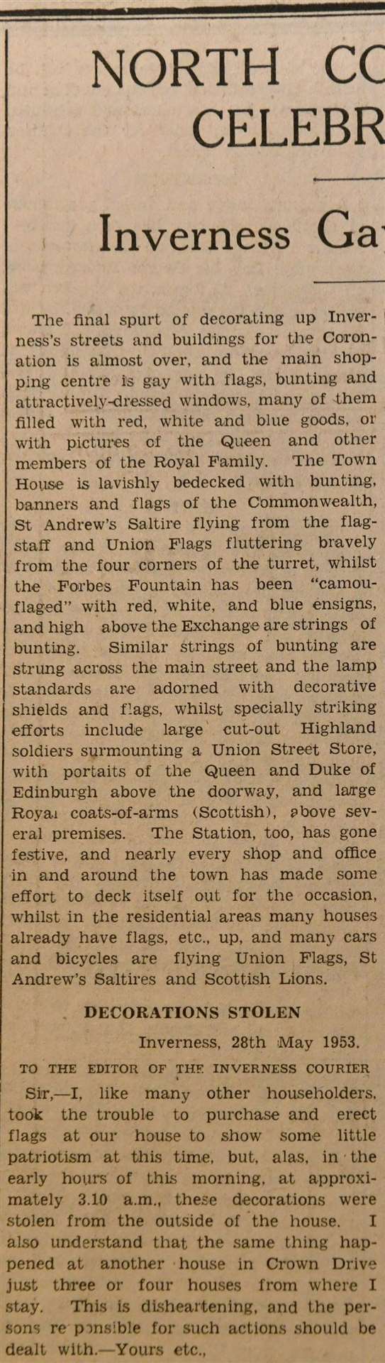 Inverness Courier coronation coverage in 1953