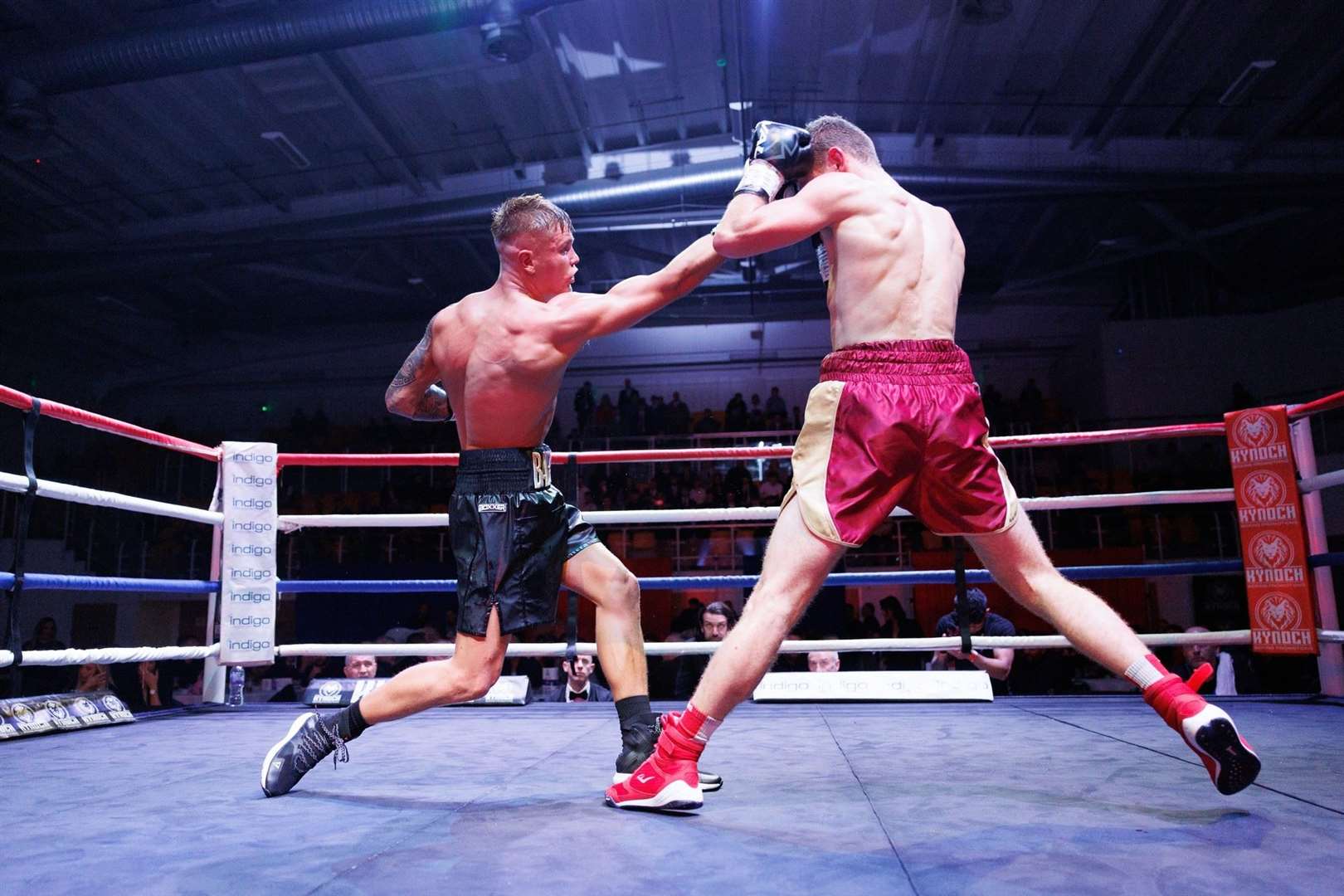 Highland Boxing Academy professional Ben Bartlett, from Dingwall, defeated Alfie Poole 97-93 to win the Scottish Welterweight Championship. Picture: Kynoch Boxing