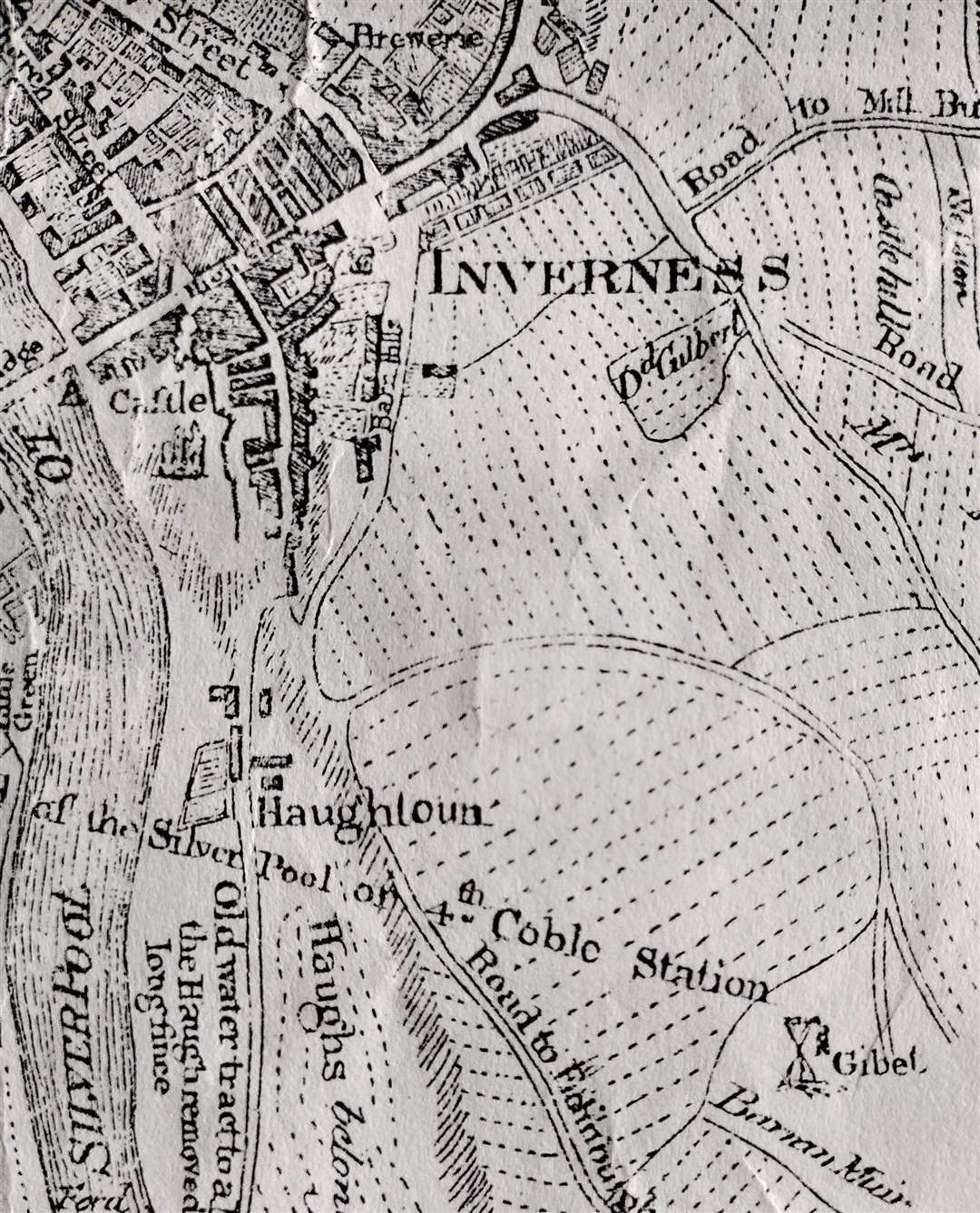 Map showing gibbet