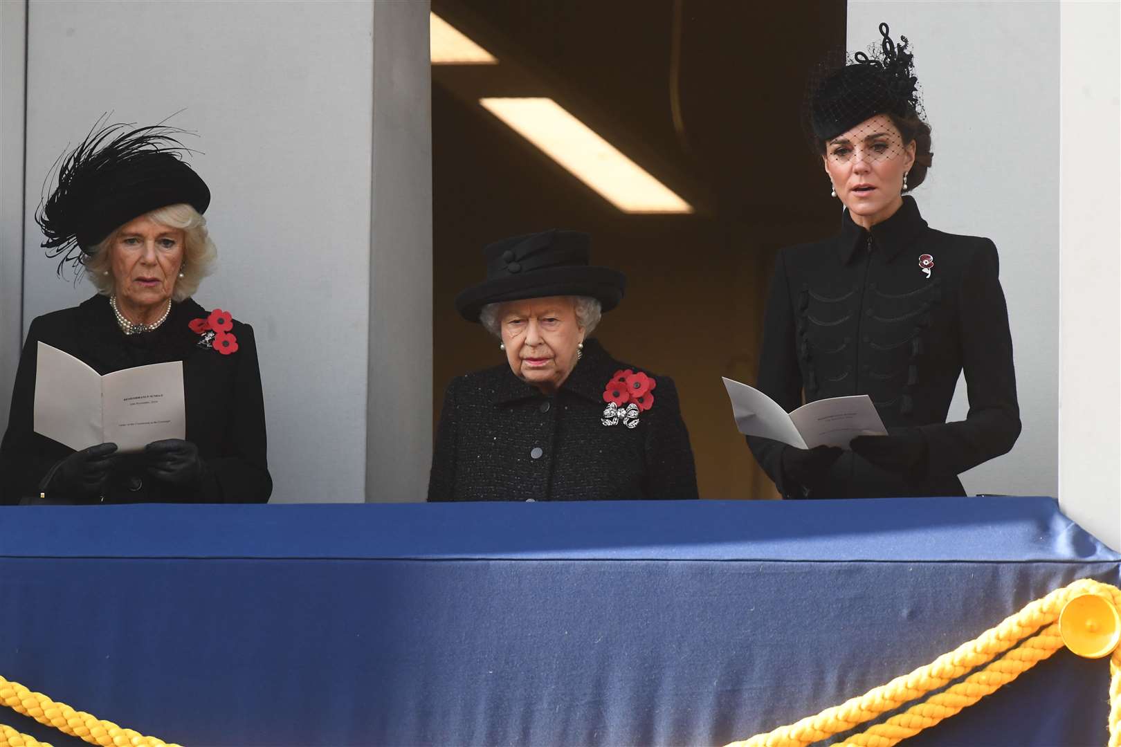 The Duchess of Cornwall, the Queen and the Duchess of Cambridge during last year’s Remembrance Sunday service (Victoria Jones/PA)