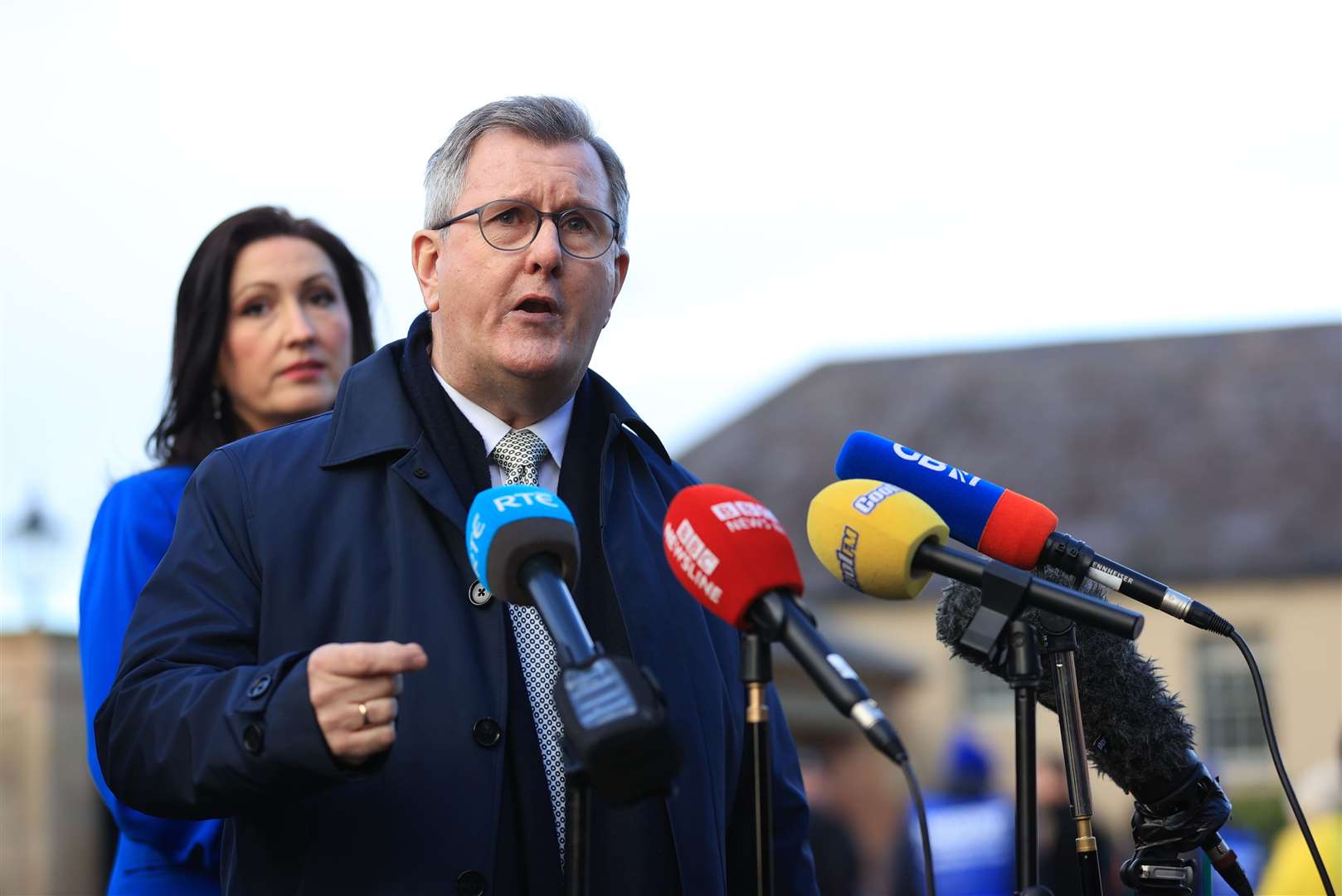 DUP leader Sir Jeffrey Donaldson has said the new UK Government deal will remove all NI/GB checks (Liam McBurney/PA)