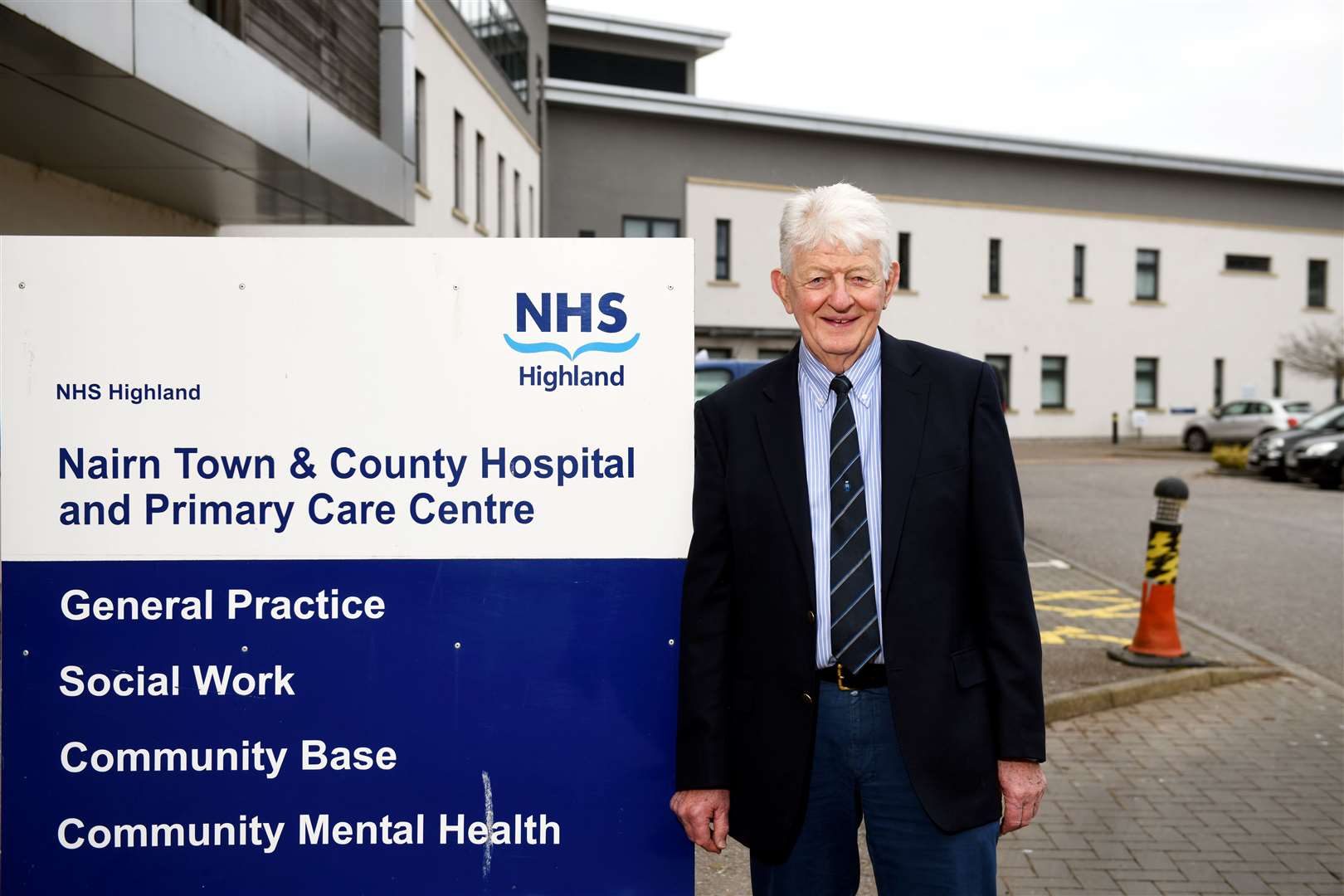 Alastair Noble, chairman of Nairn West Community Council outside Nairn Town and County Hospital and Primary Care Centre. Picture: James Mackenzie