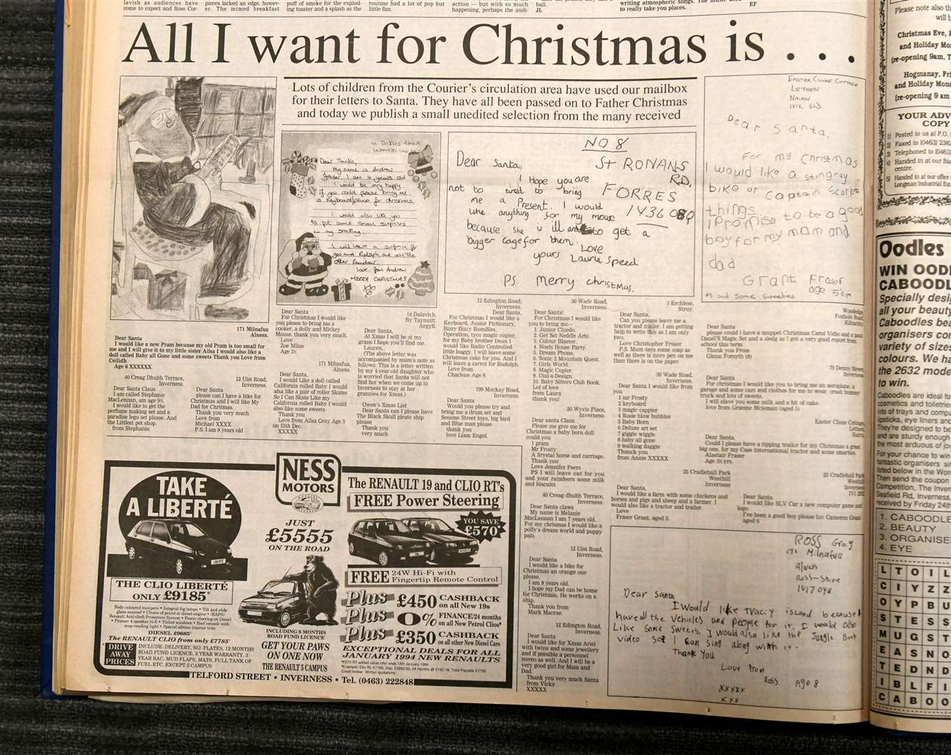 Youngsters reveal their wish lists for Christmas 1993.