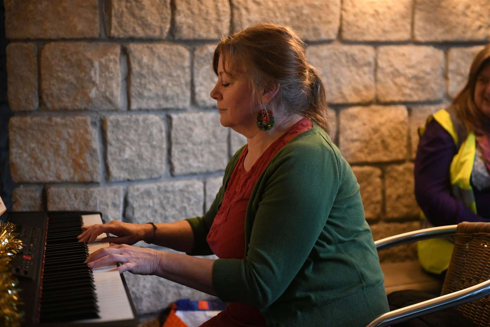 Liza Mulholland on the piano providing the music for the actions acted out. Picture: James Mackenzie.